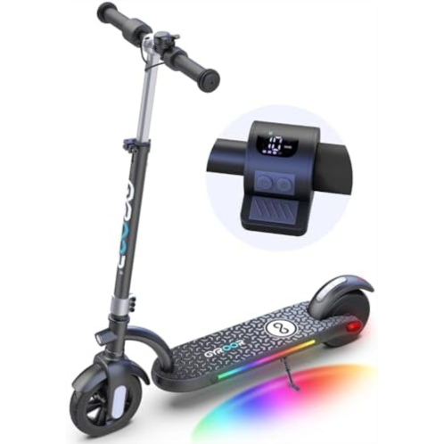 Gyroor H40 Kids Electric Scooter with 180W Motor & LED Visible Display, 10 Mph, Colorful Lights, Adjustable Speed and Height, Electric Scooter for Kids Ages 8-12 Ideal Gifts