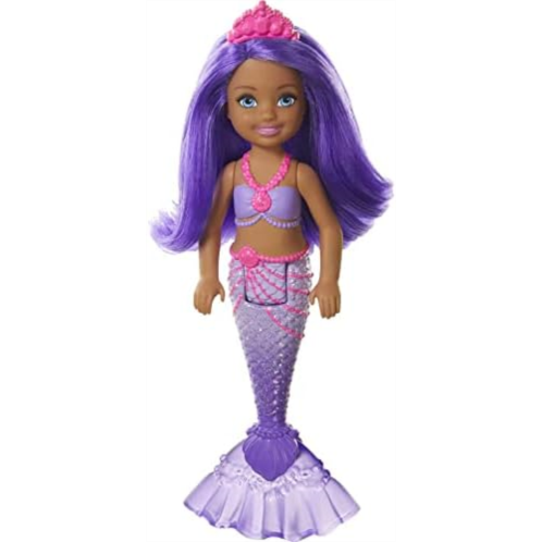 Barbie Dreamtopia Chelsea Mermaid Doll with Purple Hair & Tail, Tiara Accessory, Small Doll Bends at Waist