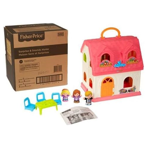 Fisher-Price Little People Toddler Playhouse Surprise & Sounds Home Musical Playset with Figures & Accessories for Ages 1+ Years