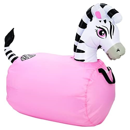 WADDLE Hip Hoppers Large Bouncy Hopper Inflatable Hopping Animal Bouncer, Supports Up to 250 Pounds, Ages 5 and Up (Black Zebra)