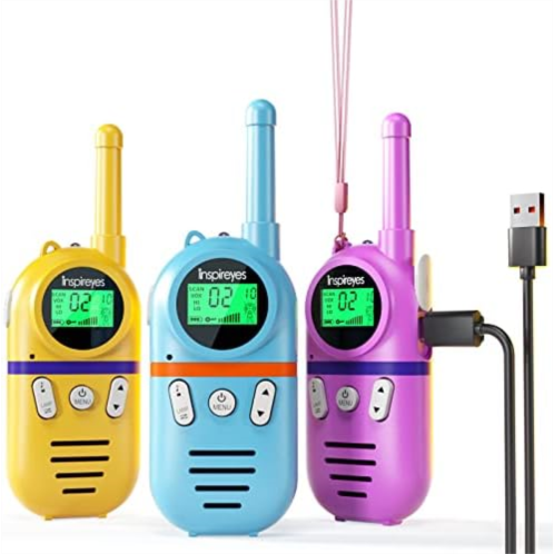 Inspireyes Walkie Talkies for Kids Rechargeable, 48 Hrs Working Time 3 Miles Range 22 Channels 2 Way Radio, Birthday Gifts for Boys Girls,Family Games Outdoor Hiking Camping,3-12 Y