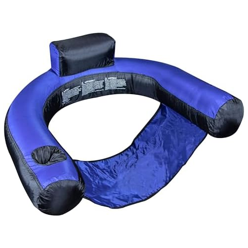 SWIMLINE ORIGINAL Fabric Covered U-Seat Inflatable Pool Lounger With Comfortable Sling Seat, Back Rest, and Built In Cup Holder For Pool, Beach, Lake, and More