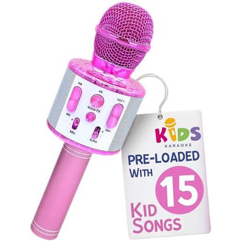 Move2Play, Kids Karaoke Microphone Includes Bluetooth & 15 Pre-Loaded Nursery Rhymes Birthday Gift for Girls, Boys & Toddlers Girls Toy Ages 2, 3, 4-5, 6+ Years Old