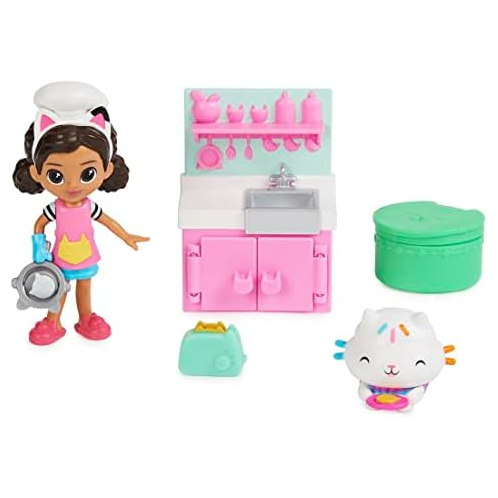 Gabby  s Dollhouse Gabbys Dollhouse, Lunch and Munch Kitchen Set with 2 Toy Figures, Accessories and Furniture Piece, Kids Toys for Ages 3 and up