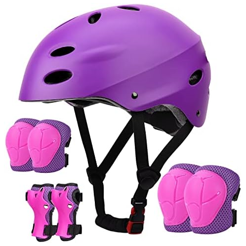 SAMIT Kids Bike Helmet Adjustable, Knee Elbow Wrist Pads Set for Youth Boys Girls Ages 5-8,Protective Gear Set for Skateboard, Bike, Roller Skating, Cycling, Scooter
