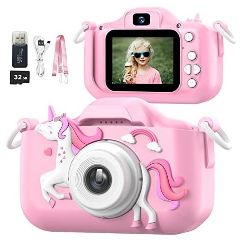Mgaolo Kids Camera Toys for 3-12 Years Old Boys Girls Children,Portable Child Digital Video Camera with Silicone Cover, Christmas Birthday Gifts for Toddler Age 3 4 5 6 7 8 9 (Pink