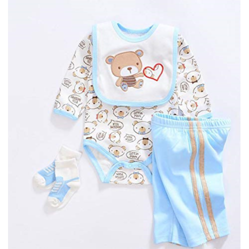 Medylove Reborn Baby Doll Clothes Boy 4pcs for 17- 18 inch Reborn Doll Boy Blue Outfit Set