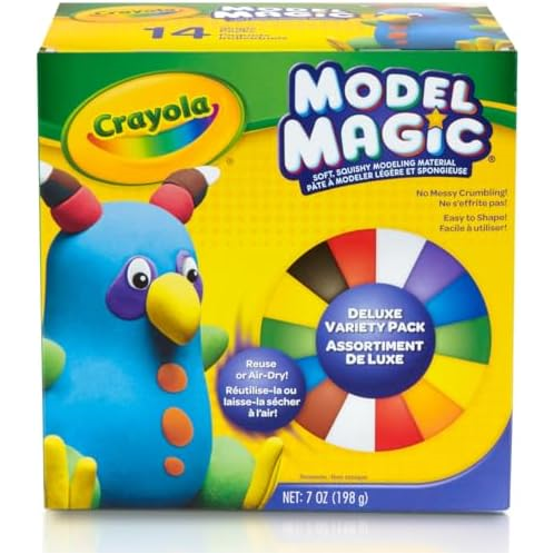 Crayola Model Magic Deluxe Variety Pack (14 Packs), Kids Air Dry Clay, Modeling Clay Alternative, Slime Ingredient, 7oz