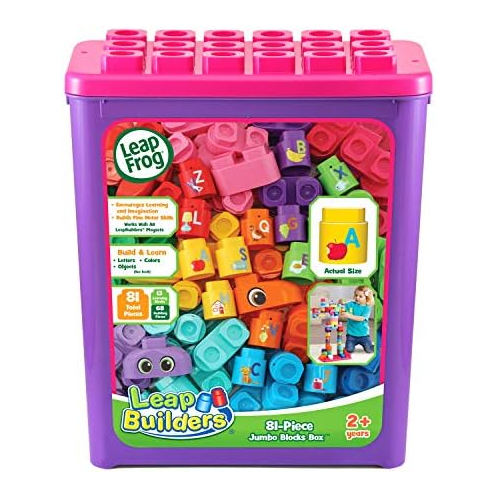 LeapFrog LeapBuilders 81-Piece Jumbo Blocks Box, Pink,24 months to 5 years