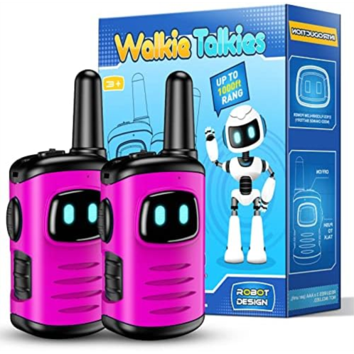 Walkie Talkies Toys for Kids 3-6: DASTION-99 Mini Pink Girls Robots Walkies Talkie for 3-5 Year Old Girl Christmas Birthday Gifts Stocking Stuffers for Kids Age 4-6 Outdoor Games,