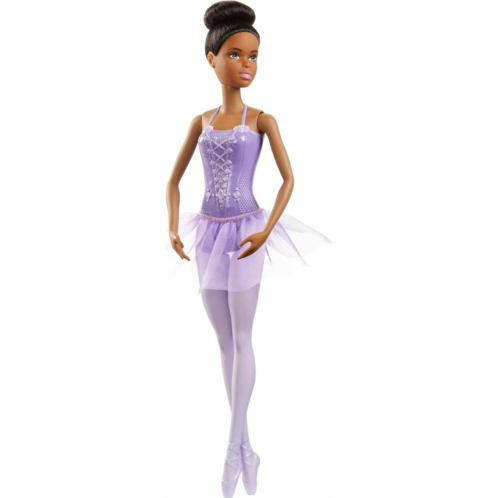 Barbie Ballerina Doll in Purple Removable Tutu with Black Hair in Top Knot, Brown Eyes, Ballet Arms & Sculpted Toe Shoes