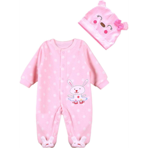 Pedolltree Reborn Baby Doll Clothes Girl 22 inches Pink Dots Outfit for 20-23 Inches Reborn Doll Baby Girl Clothing Sets