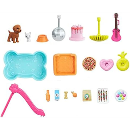 Mattel Replacement Parts for Barbie Doll Dreamhouse Playset - GRG93 ~ Replacement Pretend Dog Pool and Slide, Dog and Accessories, Cat, Guitar, Disco Ball, Chandelier and More!