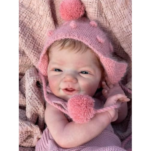 Zero Pam Reborn Baby Dolls Girls 20 Inch Lifelike Smiling Newborn Baby Doll Real Life Reborn Babies That Look Real Life Size Dolls with Soft Clothes Body Real Reborn Gift Set