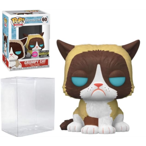 Grumpy Cat Flocked Funko Vinyl Figure (Bundled with Compatible Plastic Box Protector Case), 3.75 inches