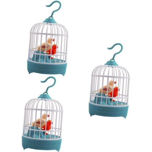 BESTOYARD 3pcs Childrens Birdcage Electronic Birds Toy Singing Bird in Cage Toy Simulation Bird Cage Toy Sound Mini Toys for Kids Children Lifelike Bird Sports Plastic Mother Ornam