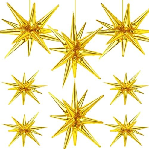 Cadeya 8 Pcs Star Balloons, Huge Gold Explosion Star Aluminum Foil Balloons for Birthday, Baby Shower, Wedding, Bachelorette Party, Disco Party Decorations Supplies