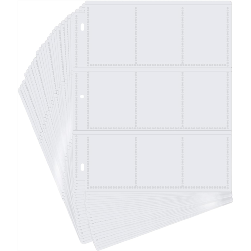 POKONBOY 288 Pockets Trading Card Sleeves, 9-Pocket Trading Card Binder Sheets Card Storage Album Pages Holders for Standard Size Cards, Sport Cards, Game Cards, Business Cards