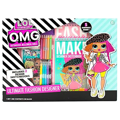 L.O.L. Surprise! O.M.G. Ultimate Fashion Designer by Horizon Group USA, Color & Create Outfits & Make-Up Looks for The O.M.G. Sisters, Includes 2 Sketchbooks, 5 Surprises, Stickers