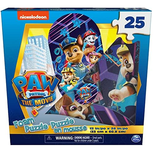 Spin Master Games PAW Patrol: The Movie, 25-Piece Jigsaw Oval Foam Squishy Puzzle Chase Skye Marshall Rubble, for Kids Ages 4 and up
