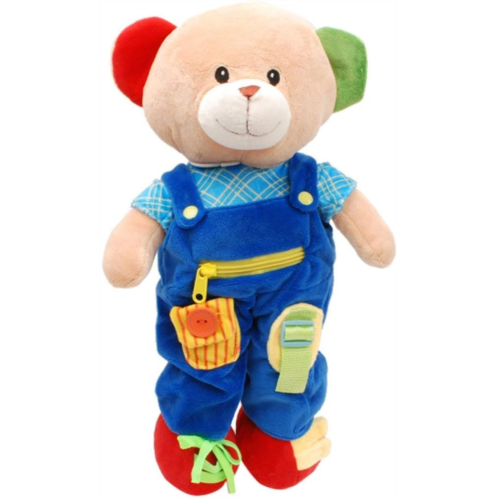 Linzy Plush 16 Educational Plush Teddy Bear, Adorable Plush Bear Comes with clad,a Removable Outfit Packed with Closures-Perfect for Testing a Little Ones Growing Problem Solving a