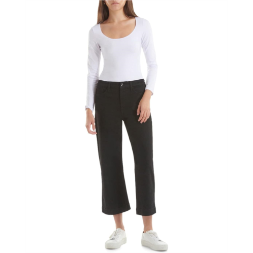 Womens JEN7 Cropped Wide Leg with Trousers Hem in Black