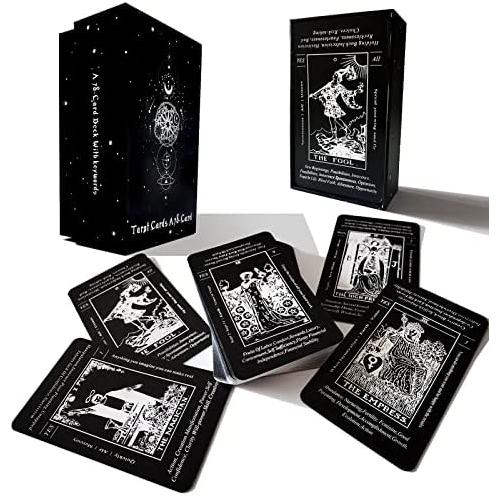 Sishui Tarot Cards with Meanings On Them, Black Tarot Cards for Beginners, Learning Tarot Cards, Keyword Tarot Cards, Chakras, Planets, Reversals, and Numerology.