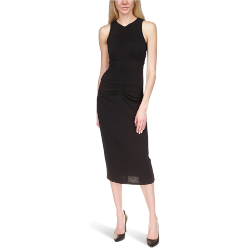 Michael Michael Kors Sleeveless Center Front Ruched Midi Dress