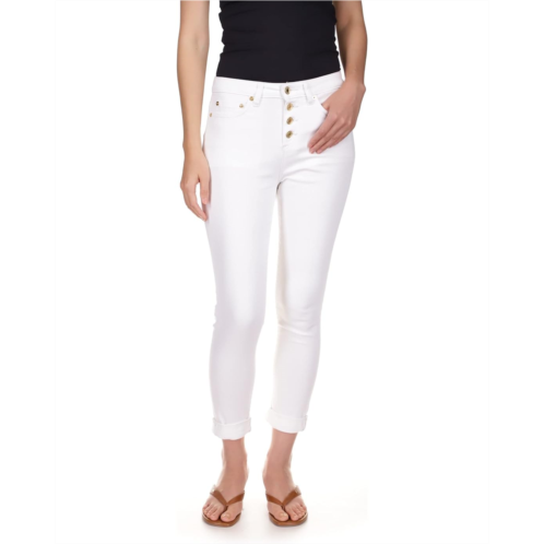 Womens MICHAEL Michael Kors Izzy Skinny Roll Hem Jeans in White