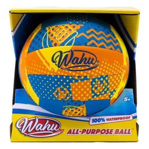 Wahu 100% Waterproof All-Purpose Pool Ball for Beach Volleyball, Soccer, and More, 6.5 Round Water Ball for Beach and Pool Sports Games, Orange