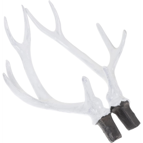 NOLITOY 2 Pairs Christmas Flocked Antlers Flocking White Crafting Supplies Artificial