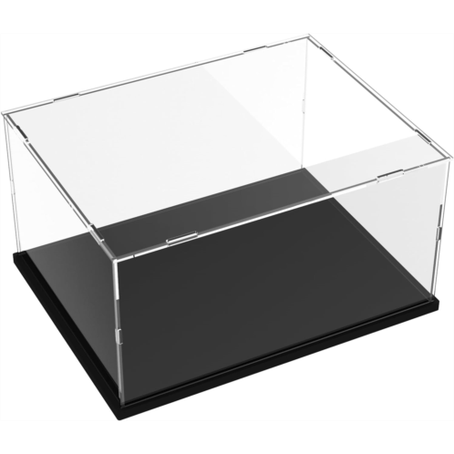 DuvinDD Acrylic Display Case Collectibles Showcase Clear Dustproof Protection Organizer for Lego Star Wars 75301 75292 Countertop Assemble Plastic Display Box Cube with Black Base(
