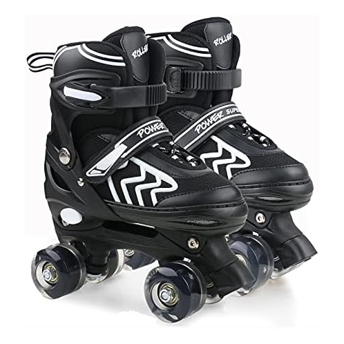 ZXLN Kids Roller Skates for Boys Adjustable Roller Skates for Men Women Girls with 8 Wheels Lighting for Indoor Outdoor Quad Skates