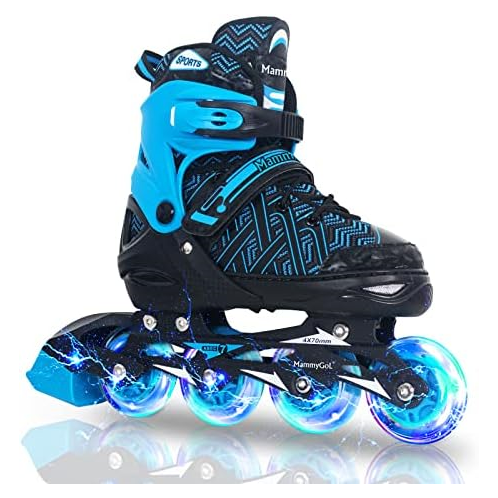 MammyGol Adjustable Inline Skates for Kids,Roller Skates with Featuring All Illuminating Wheels - Beginner Skates for Girls and Boys,Youth Teens