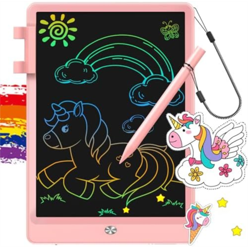 FLUESTON LCD Writing Tablet, Doodle Board Toys Gifts for 3-8 Year Old Girls Boys, 10 Inch Colorful Electronic Board Drawing Pad for Kids, Gifts for Toddler Educational Learning Tra