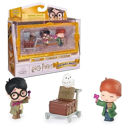 Wizarding World Harry Potter, Micro Magical Moments Action Figures Set with Exclusive Harry, Ron, Hedwig & Display Case, Kids Toys for Ages 6+