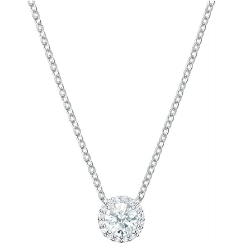 Swarovski Angelic Pendant with Circular Clear Crystal and Clear Crystal Pave on a Rhodium Plated Chain