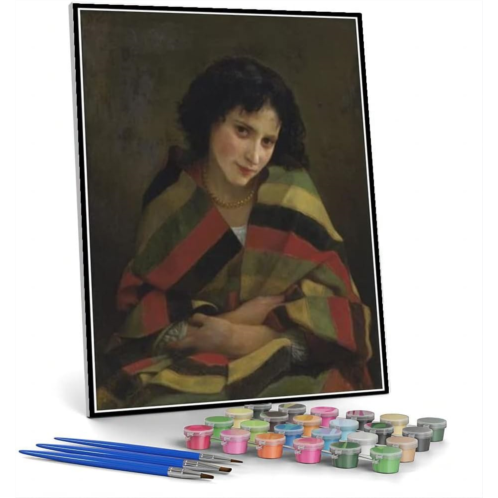 Hhydzq Paint by Numbers Kits for Adults and Kids The Chilly Girl Painting by William-Adolphe Bouguereau Arts Craft for Home Wall Decor