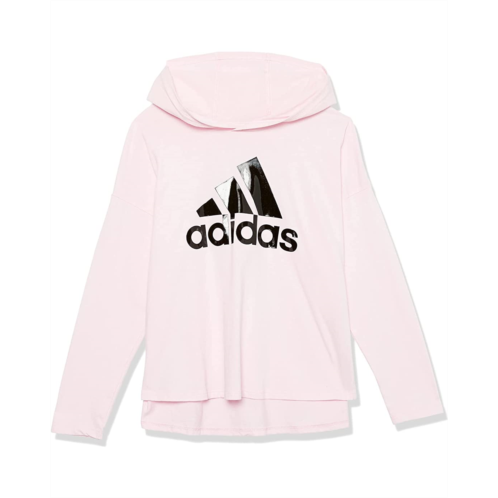 Adidas Kids Long Sleeve Hooded Curved Hem Tee (Toddler/Little Kids)