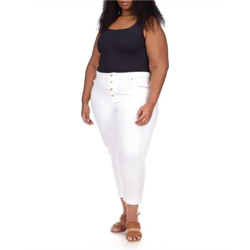 Womens MICHAEL Michael Kors Plus Size High-Rise Crop Skinny Selma Jeans in White