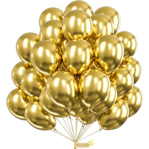 PartyWoo Metallic Gold Balloons, 50 pcs 12 Inch Gold Metallic Balloons, Gold Balloons for Balloon Garland or Balloon Arch as Party Decorations, Birthday Decorations, Baby Shower De