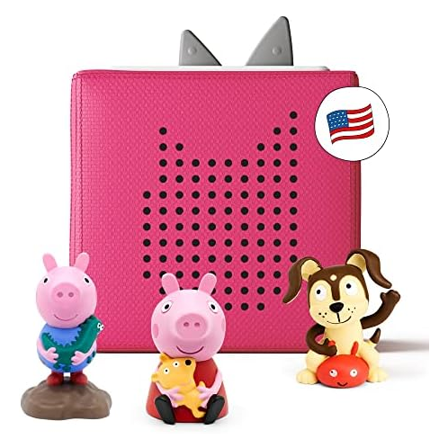 Tonies Toniebox Audio Player Starter Set with Peppa Pig, George, and Playtime Puppy - Listen, Learn, and Play with One Huggable Little Box - Pink