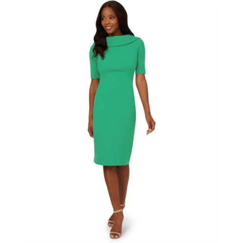 Adrianna Papell Roll Neck Sheath Collar Dress w/V-Back