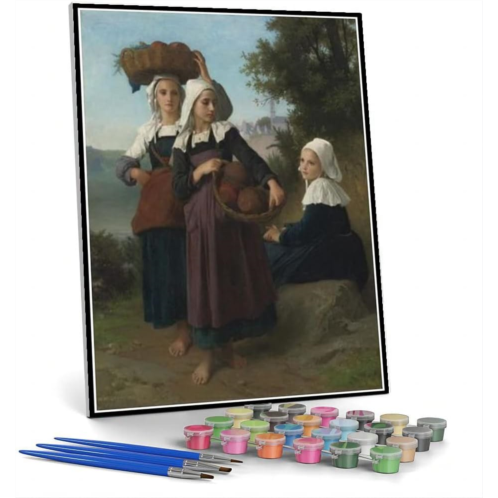 Hhydzq Paint by Numbers Kits for Adults and Kids Young Girls of Fouesnant Returning from The Market Painting by William-Adolphe Bouguereau Arts Craft for Home Wall Decor
