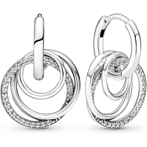 PANDORA Family Always Encircled Hoop Earrings - Elegant Earrings for Women - Great Gift for Her - Made with Sterling Silver & Cubic Zirconia