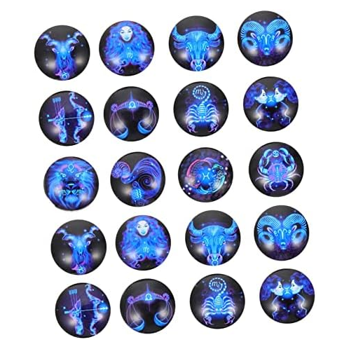 Generic 20pcs Time Gem Patch Round Constellation Crafts Making Gemstone Keychain Accessories Halloween Jewelry Gems Patch Gemstone Patches Horoscope Tiles Supplies Glass Necklace 3