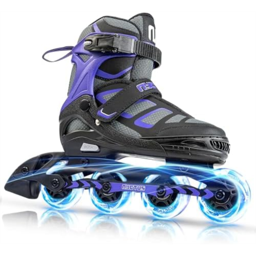 Nyctus Inline Skates for Kids and Adults, Adjustable Inline Skates for Girls and Boys, Roller Skates for Women and Men with Full Light up Wheels