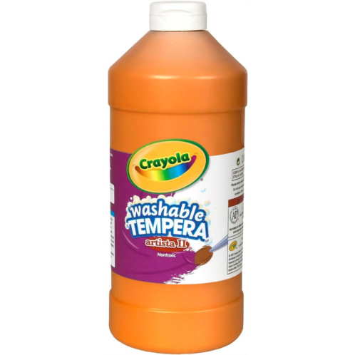 Crayola Washable Tempera Paint For Kids, Orange Paint, Classroom Supplies, Non-Toxic, 32 Oz Squeeze Bottle