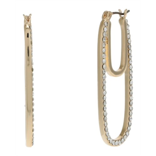 Karl Lagerfeld Paris Elongated Pave Hoop Earrings