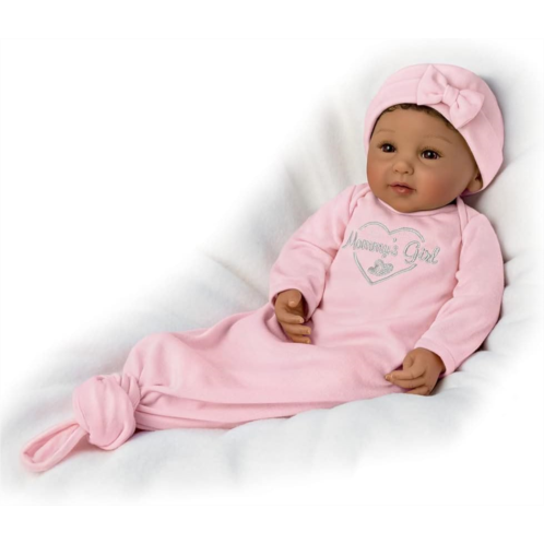 The Ashton-Drake Galleries Mommys Girl Lifelike So Truly Real African American Black Baby Girl Doll Weighted Fully Poseable with Magnetic Pacifier and Soft RealTouch Vinyl Skin 1